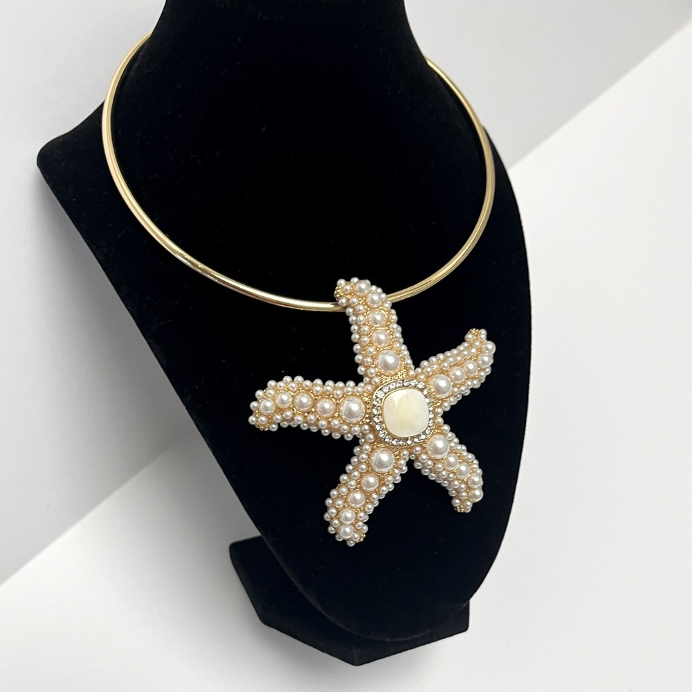 NWT ⚜️🌟⚜️ Piper K Gorgeous glass pearl Starfish Pendant Necklace - Picture 4 of 14